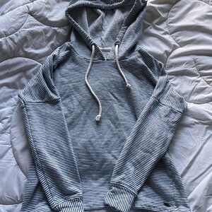O'Neill Light Blue and White Striped Beach Hoodie